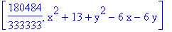 [180484/333333, x^2+13+y^2-6*x-6*y]